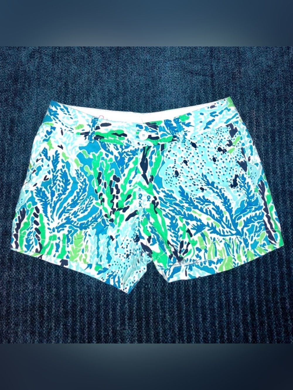 Callahan Blue & Green Coral-Print Bermuda Shorts